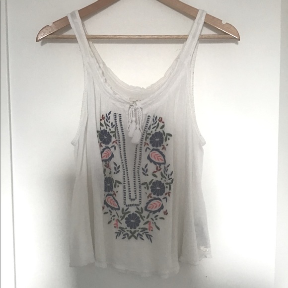 Flowy Embroidered Tank Worn Once - Picture 2 of 4